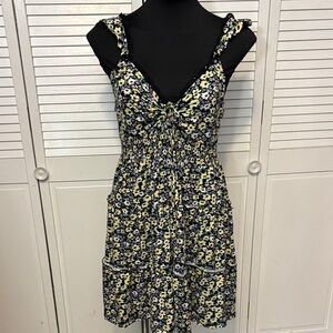 Almost Famous Black and Yellow Floral Mini Dress